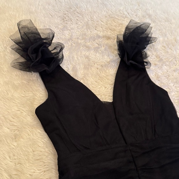 NWT Lulus Peak Poise Black Tulle Ruffled Bodycon Mini Dress - Size Small - Picture 3 of 5